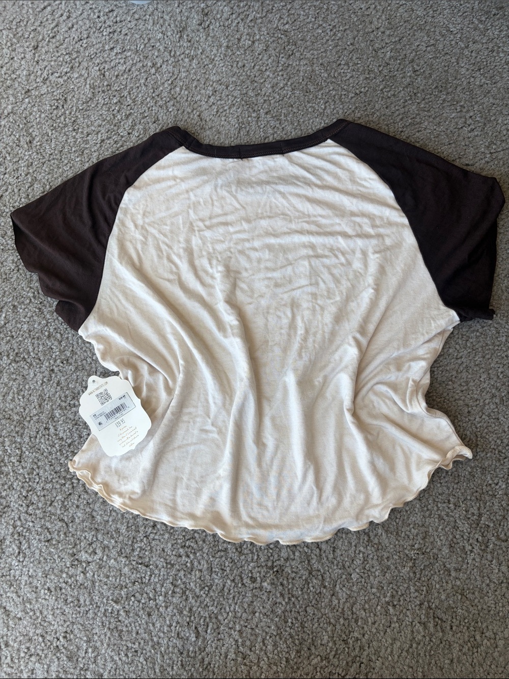 NWT Altar'd State Cream Tee with Brown Trim and Brown Graphic - Picture 7 of 7